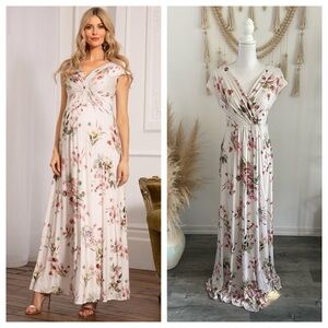 Tiffany Rose Maternity Francesca cream maxi dress
petal pink floral size 8-10 US